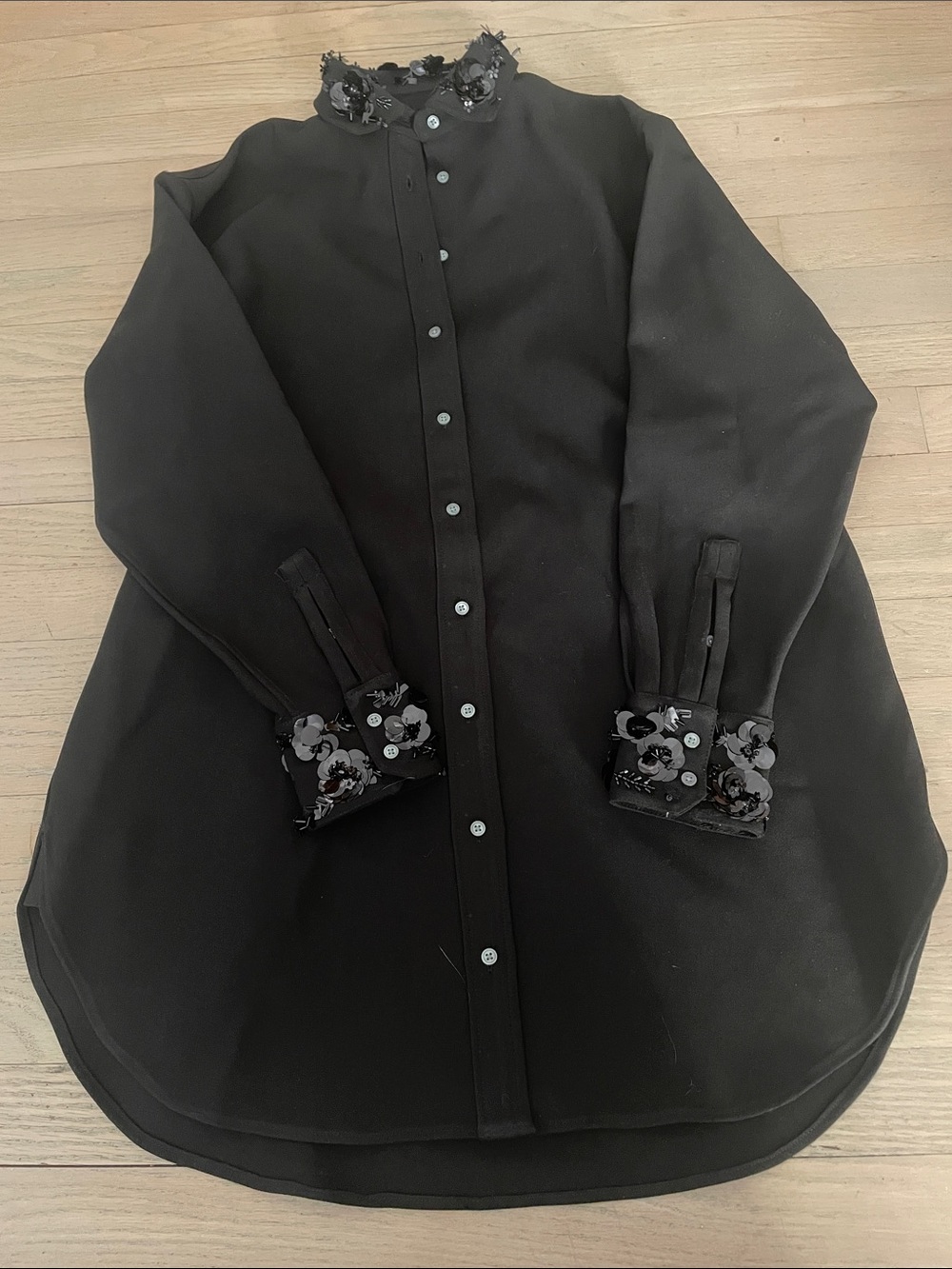 J. Crew Black Embellished-Collar and Cuff Dress Shirt